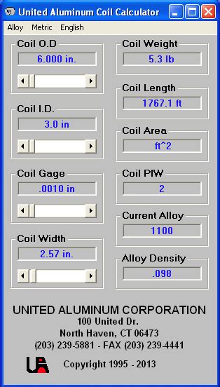 coil calculator aluminum